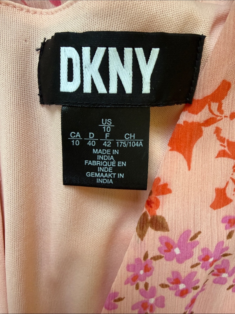 DKNY Pink Floral V-Neck Tiered Midi Garden Summer Wedding Guest Dress - Picture 3 of 7